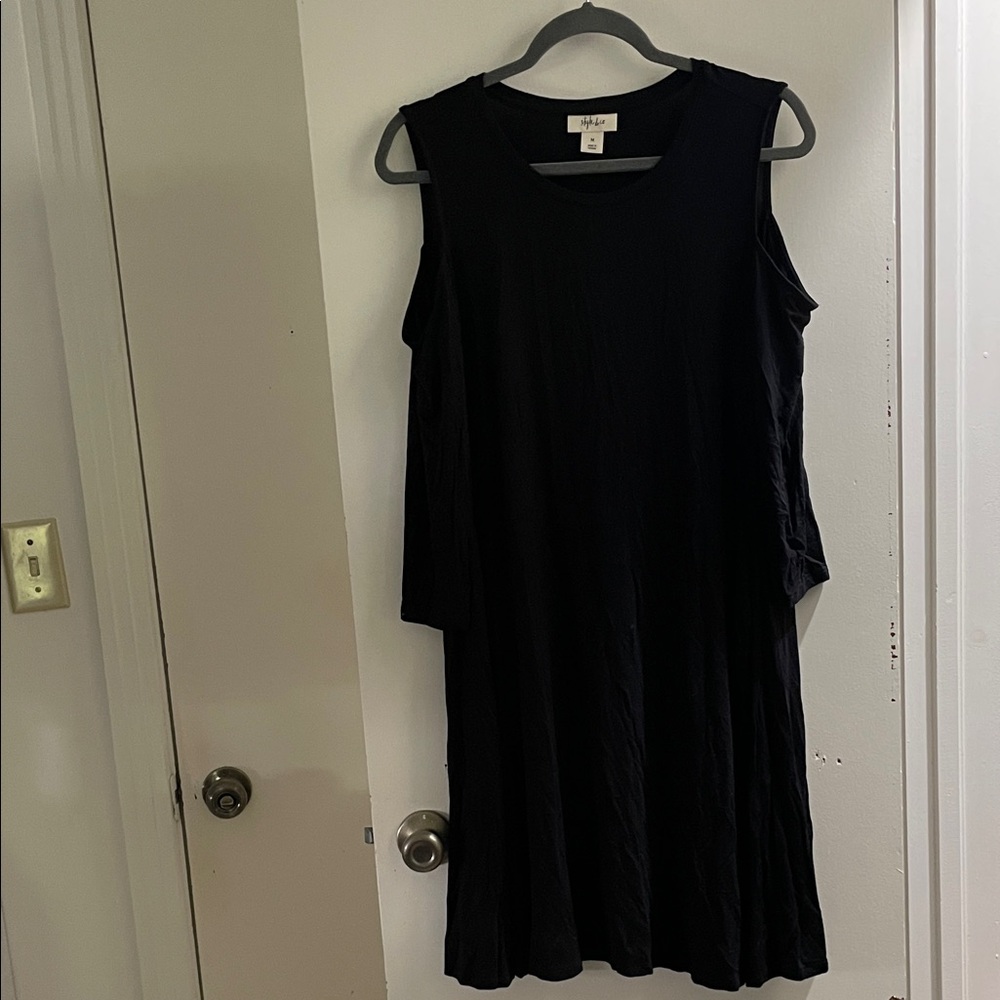 Style & Co. Black 3/4 Cold Shoulder Sleeve Dress